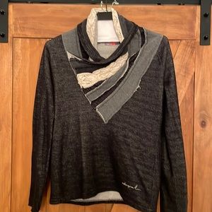 Desi Gaul sweater with beautiful built in scarf detail